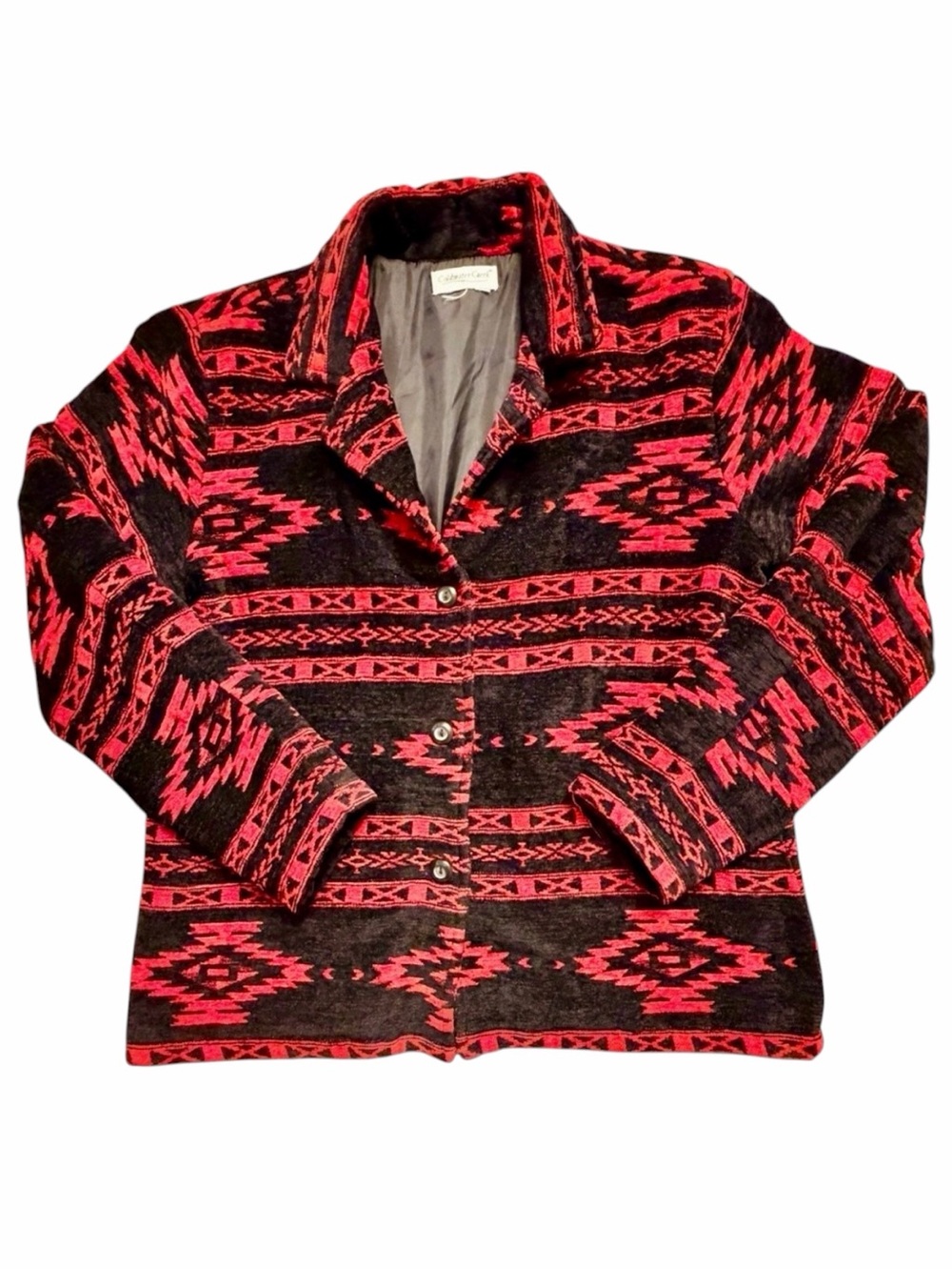 Coldwater Creek Southwestern Aztec Jacket Red Black Lined Women’s L